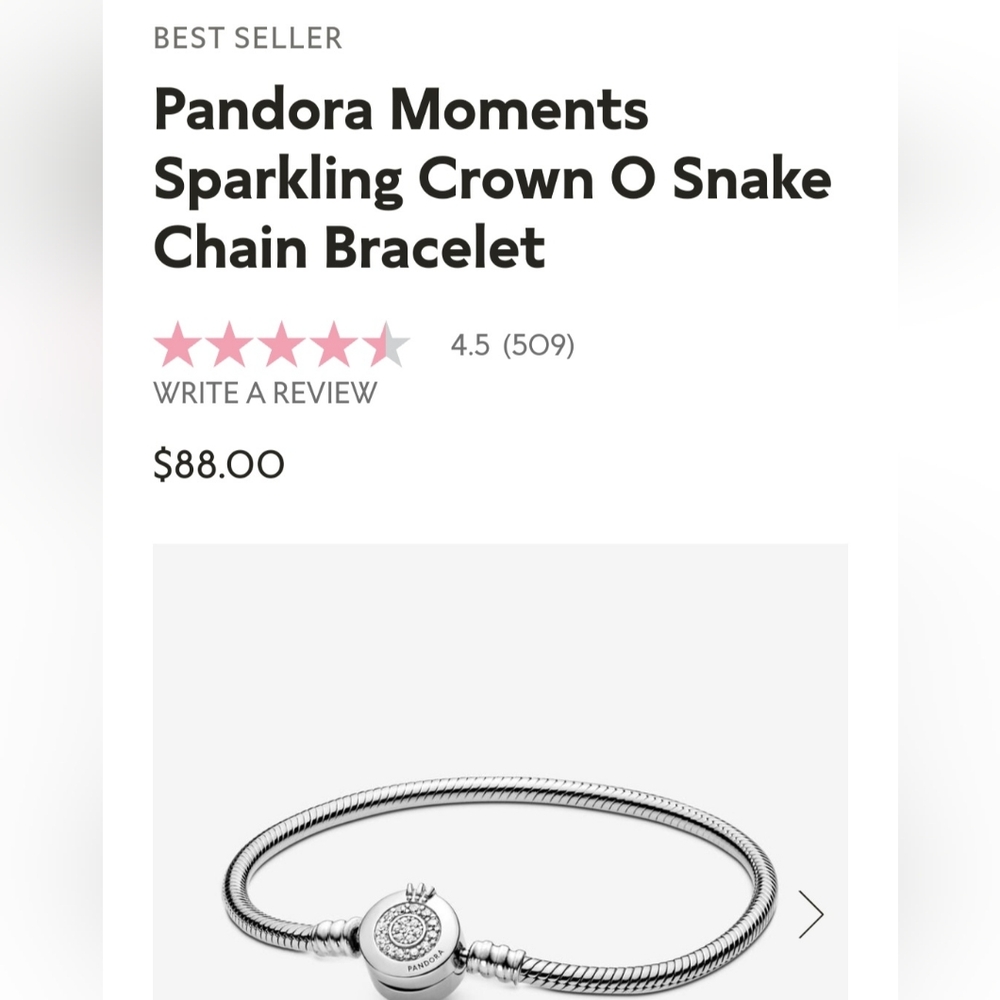 Pandora Moments Sparkling Crown O Snake Bracelet